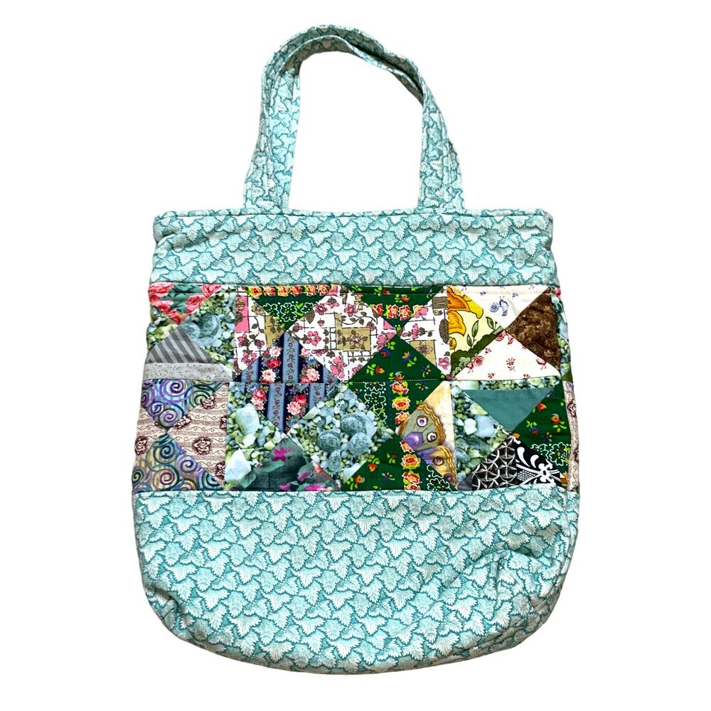 Patchwork Quilted Garden Cottage Tote Bag Shoulder Purse